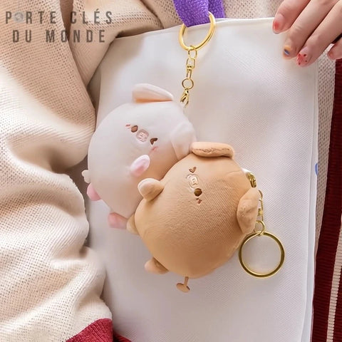 porte-clés couple cochon mignon en peluche