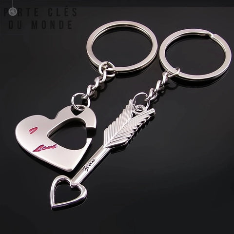porte-clés couple coeur et flèche assortis