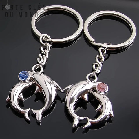 porte-clés couple dauphin en duo