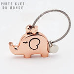 porte clés couple éléphant femme rose et nœud sur la tête assorti