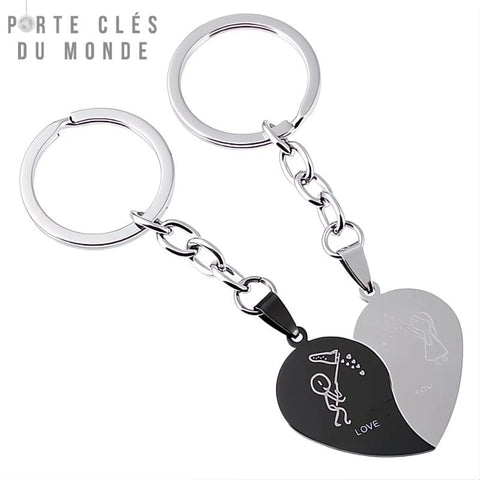 porte clés couple inséparable avec gravure love you
