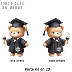 Porte clés couple nounours écolier vue des deux faces
