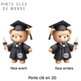 Porte clés couple nounours écolier vue des deux faces