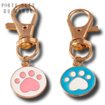 Porte-clés couple patte de chat rose et bleu