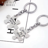 porte-clés couple puzzle avec gravure
