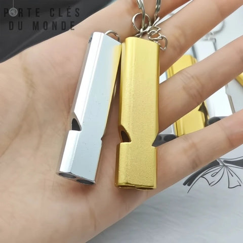 porte-clés couple sifflet en duo argent et or