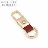 Porte clés en cuir homme lumineux, design élégant avec cuir premium , anneau et mousqueton doré en acier inoxydable