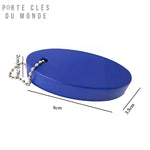 Porte-clés flottant pour bateau bleu avec dimensions affichées