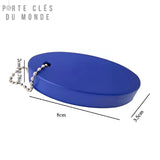 Porte-clés flottant pour bateau bleu avec dimensions affichées