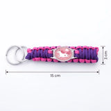 Dimensions du porte clé licorne tresse violet et rose : 15 cm de longueur et 3 cm de largeur
