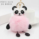 Porte clés pompon panda rose pastel, accessoire panda féminin et ultra doux pour sac