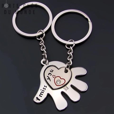 porte clés pour couple avec gravure "I miss you"