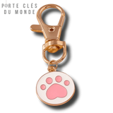 Porte clés pour couple patte de chat rose