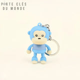 Porte clés singe lampe bleu ciel, porte clé lumineux pratique et fun