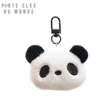 Porte cléd tête de panda sur fond blanc, accessoire panda doux et original pour trousseau