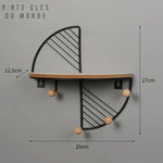 support a clés mural bois et metal noir
