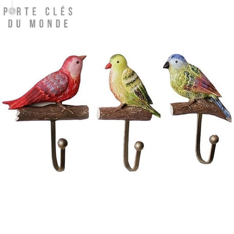 support de clés mural oiseaux