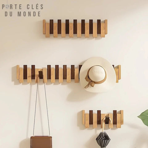 support mural pour clés en bois