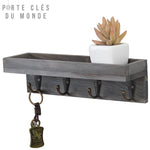 support mural pour clés bois gris
