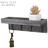 support mural pour clés bois gris