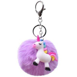 porte clé licorne pompon mauve