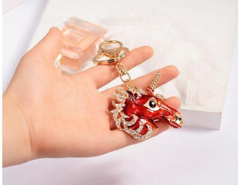 porte clé licorne rouge