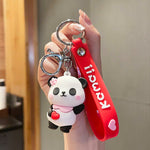 Porte clés panda fleur rose