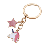Porte clé tête de licorne rose